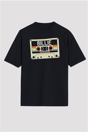 Billie Eilish Baskılı Unisex Siyah Oversize Tişört - Tshirt