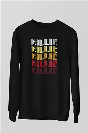 Billie Eilish Baskılı Unisex Siyah Sweatshirt