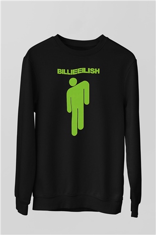Billie Eilish Baskılı Unisex Siyah Sweatshirt