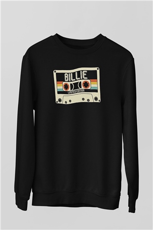 Billie Eilish Baskılı Unisex Siyah Sweatshirt