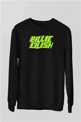 Billie Eilish Baskılı Unisex Siyah Sweatshirt