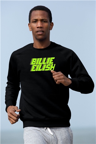 Billie Eilish Baskılı Unisex Siyah Sweatshirt