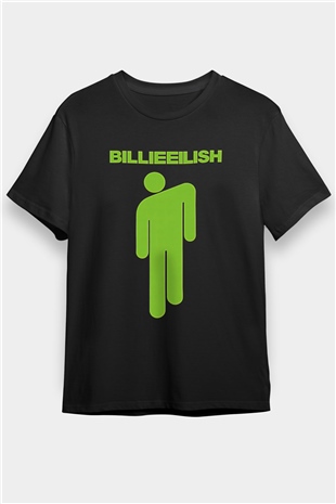 Billie Eilish Baskılı Unisex Siyah Tişört - Tshirt