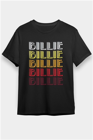 Billie Eilish Baskılı Unisex Siyah Tişört - Tshirt