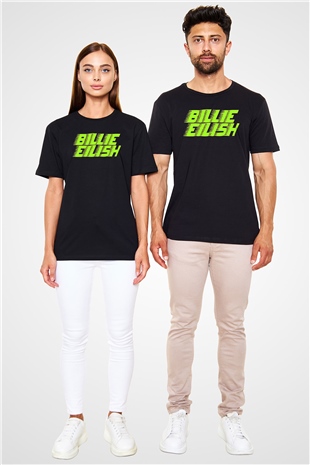 Billie Eilish Baskılı Unisex Siyah Tişört - Tshirt