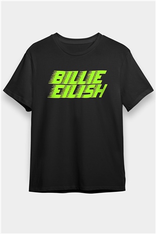 Billie Eilish Baskılı Unisex Siyah Tişört - Tshirt