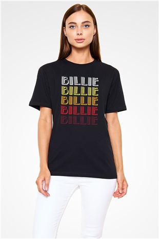 Billie Eilish Baskılı Unisex Siyah Tişört - Tshirt