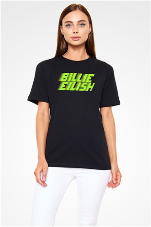 Billie Eilish Baskılı Unisex Siyah Tişört - Tshirt