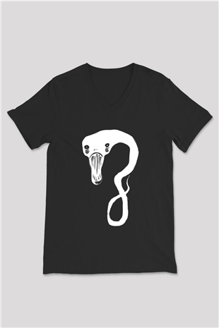 Billie Eilish Baskılı Unisex Siyah V Yaka Tişört - Tshirt