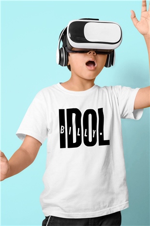 Billy Idol Baskılı Beyaz Unisex Çocuk Tişört
