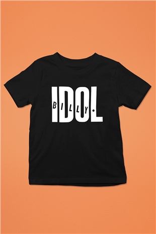 Billy Idol Baskılı Siyah Unisex Çocuk Tişört