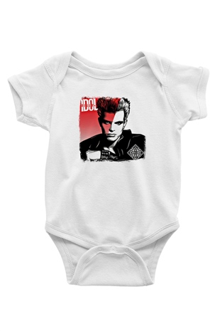 Billy Idol Baskılı Unisex Beyaz Bebek Body - Zıbın