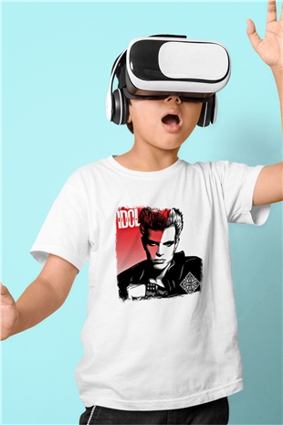 Billy Idol Baskılı Unisex Beyaz Çocuk Tişört