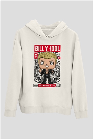 Billy Idol Baskılı Unisex Beyaz Hoodie