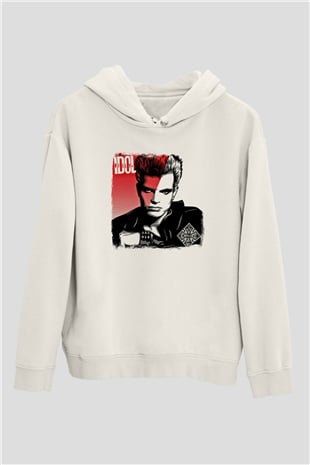 Billy Idol Baskılı Unisex Beyaz Hoodie