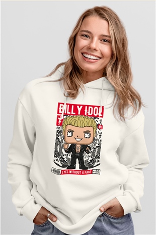 Billy Idol Baskılı Unisex Beyaz Hoodie