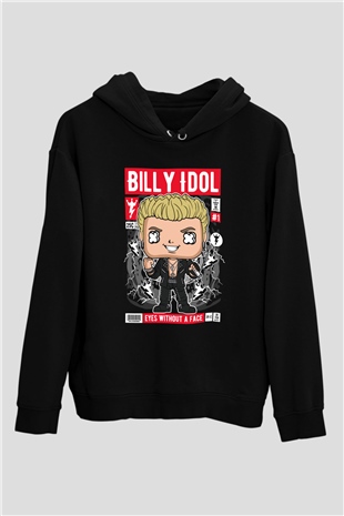Billy Idol Baskılı Unisex Siyah Hoodie