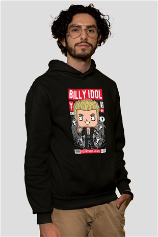 Billy Idol Baskılı Unisex Siyah Hoodie