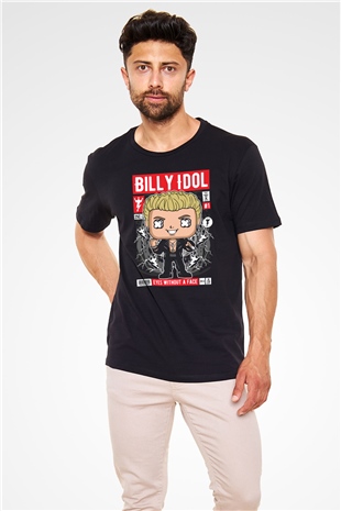 Billy Idol Baskılı Unisex Siyah Tişört