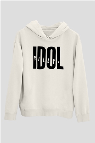 Billy Idol Beyaz Unisex Kapşonlu Sweatshirt