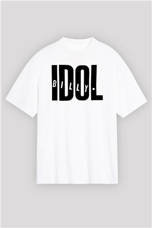 Billy Idol Beyaz Unisex Oversize Tişört T-Shirt