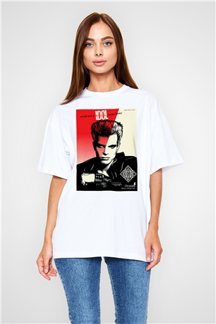 Billy Idol Beyaz Unisex Oversize Tişört T-Shirt