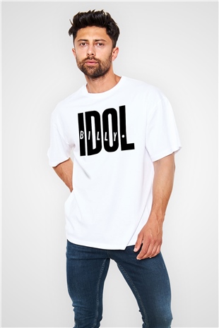 Billy Idol Beyaz Unisex Oversize Tişört T-Shirt