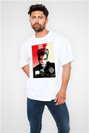 Billy Idol Beyaz Unisex Oversize Tişört T-Shirt