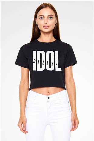 Billy Idol Siyah Crop Top Tişört
