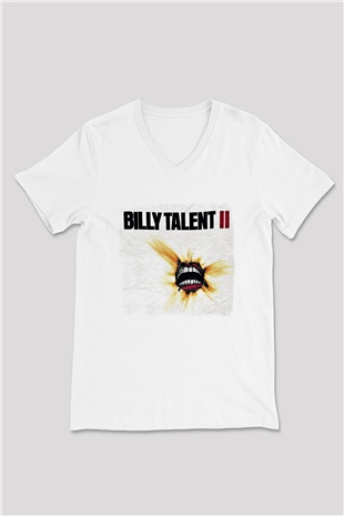 Billy Talent Baskılı Unisex Beyaz V Yaka Tişört