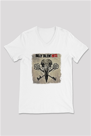 Billy Talent Baskılı Unisex Beyaz V Yaka Tişört