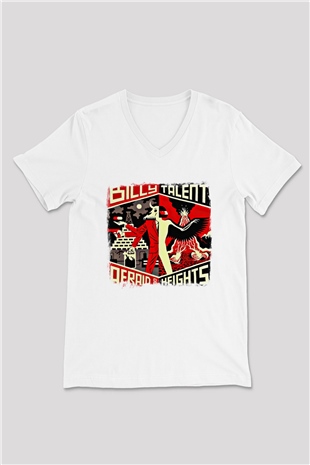 Billy Talent Baskılı Unisex Beyaz V Yaka Tişört