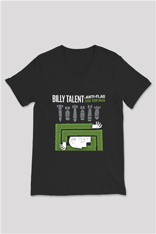 Billy Talent Baskılı Unisex Siyah V Yaka Tişört