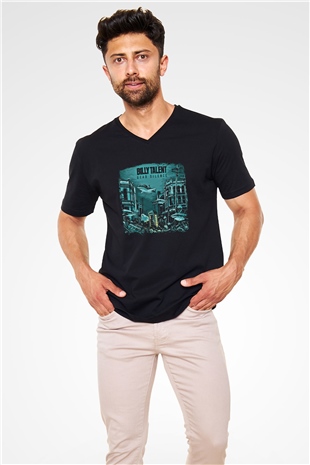 Billy Talent Baskılı Unisex Siyah V Yaka Tişört