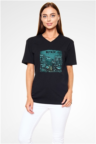 Billy Talent Baskılı Unisex Siyah V Yaka Tişört