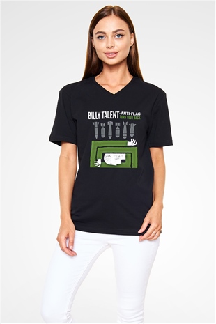 Billy Talent Baskılı Unisex Siyah V Yaka Tişört