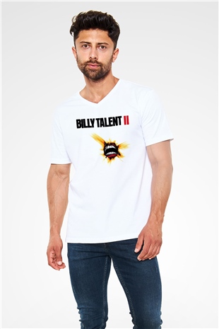 Billy Talent Beyaz Unisex V Yaka Tişört T-Shirt