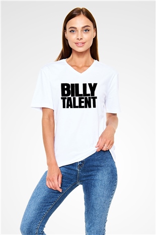 Billy Talent Beyaz Unisex V Yaka Tişört