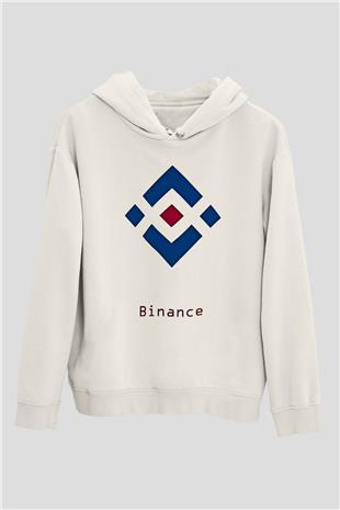 Binance Baskılı Beyaz Unisex Hoodie