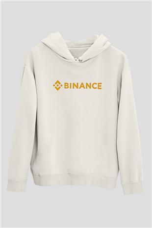 Binance Baskılı Beyaz Unisex Hoodie