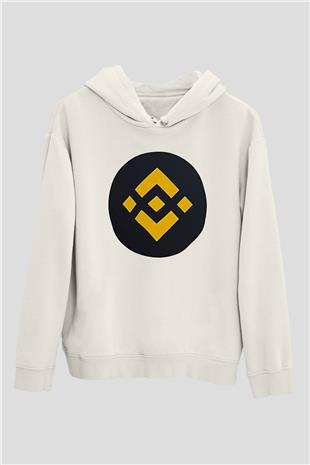 Binance Baskılı Beyaz Unisex Hoodie