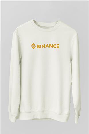 Binance Baskılı Beyaz Unisex Sweatshirt