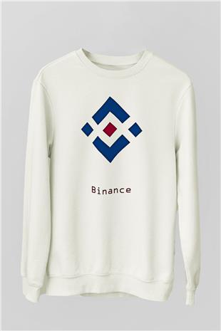 Binance Baskılı Beyaz Unisex Sweatshirt