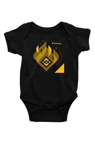 Binance Baskılı Unisex Siyah Bebek Body - Zıbın