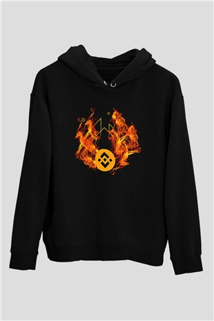 Binance Baskılı Unisex Siyah Hoodie