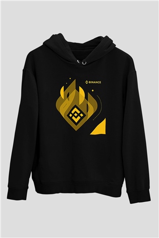 Binance Baskılı Unisex Siyah Hoodie