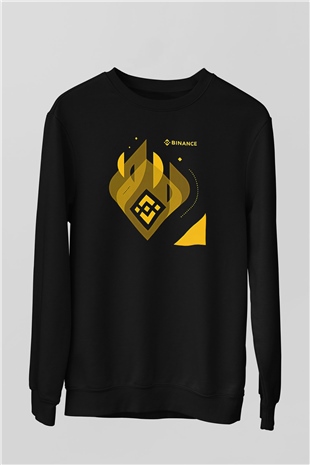 Binance Baskılı Unisex Siyah Sweatshirt