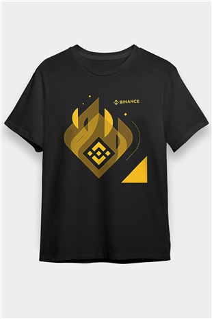Binance Baskılı Unisex Siyah Tişört - Tshirt