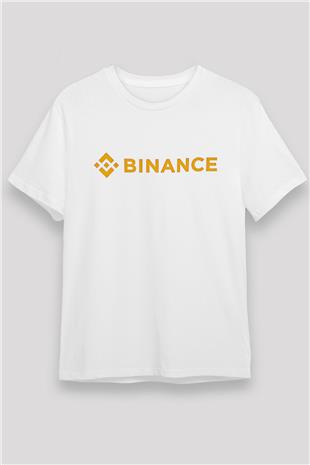 Binance Unisex Baskılı Beyaz Tişört - Tshirt