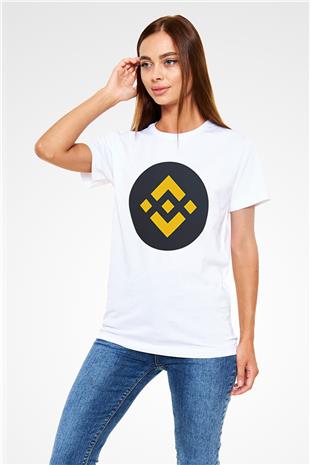 Binance Unisex Baskılı Beyaz Tişört - Tshirt